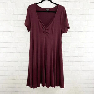 Torrid Burgundy Slub Knit Ribbed Sweetheart Neckline Midi Dress Women's Size 1X